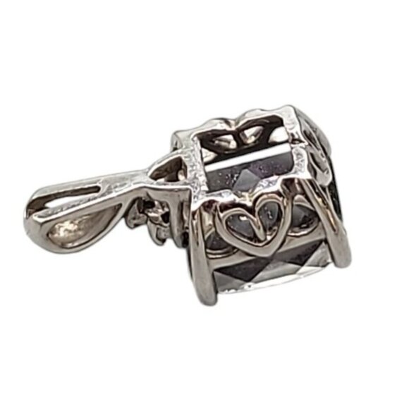 10k EMA Mystic Topaz Pendant Solid White Gold Setting Hearts in Frame 3 Accents - Picture 12 of 16